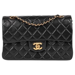 CHANEL Black Quilted Lambskin Vintage Small Classic Double Flap Bag