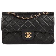 CHANEL Black Quilted Lambskin Vintage Small Classic Double Flap Bag