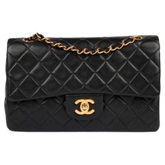 Chanel Black Quilted Lambskin Vintage Small Classic Double Flap Bag