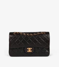 Chanel Black Quilted Lambskin Vintage Small Classic Double Flap Bag