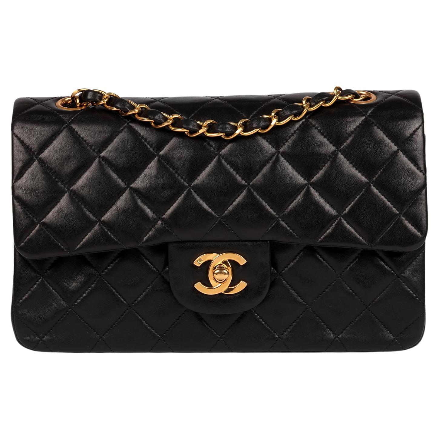 Chanel Black Quilted Lambskin Vintage Small Classic Double Flap Bag