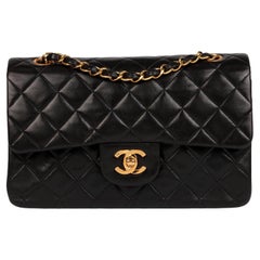 Chanel Black Quilted Lambskin Vintage Small Classic Double Flap Bag