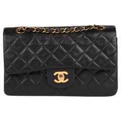 Chanel Black Quilted Lambskin Vintage Small Classic Double Flap Bag