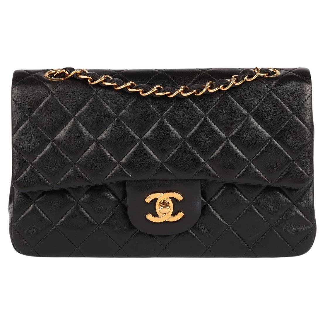 Chanel Black Quilted Lambskin Vintage Small Classic Double Flap Bag