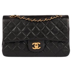 Chanel Black Quilted Lambskin Vintage Small Classic Double Flap Bag