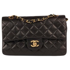 Chanel Black Quilted Lambskin Vintage Small Classic Double Flap Bag