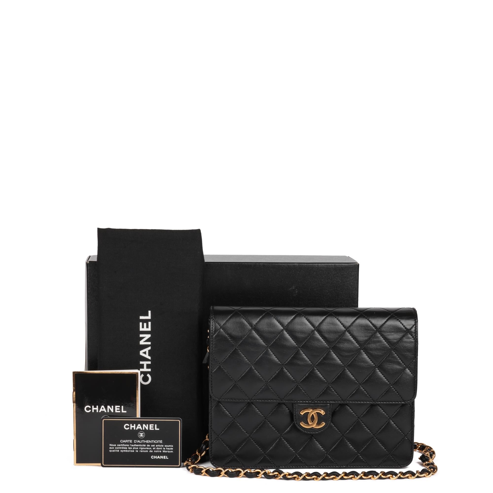 CHANEL Black Quilted Lambskin Vintage Small Classic Single Flap Bag 5