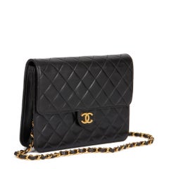 CHANEL Black Quilted Lambskin Vintage Small Classic Single Flap Bag