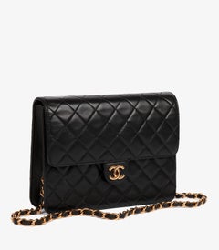 Chanel Black Quilted Lambskin Vintage Small Classic Single Flap Bag