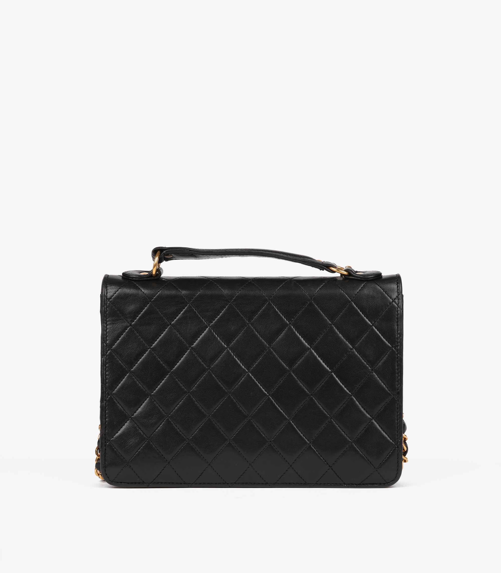 Chanel Schwarzes gestepptes Lammfell Vintage Small Classic Single Flap Bag im Zustand „Hervorragend“ im Angebot in Bishop's Stortford, Hertfordshire