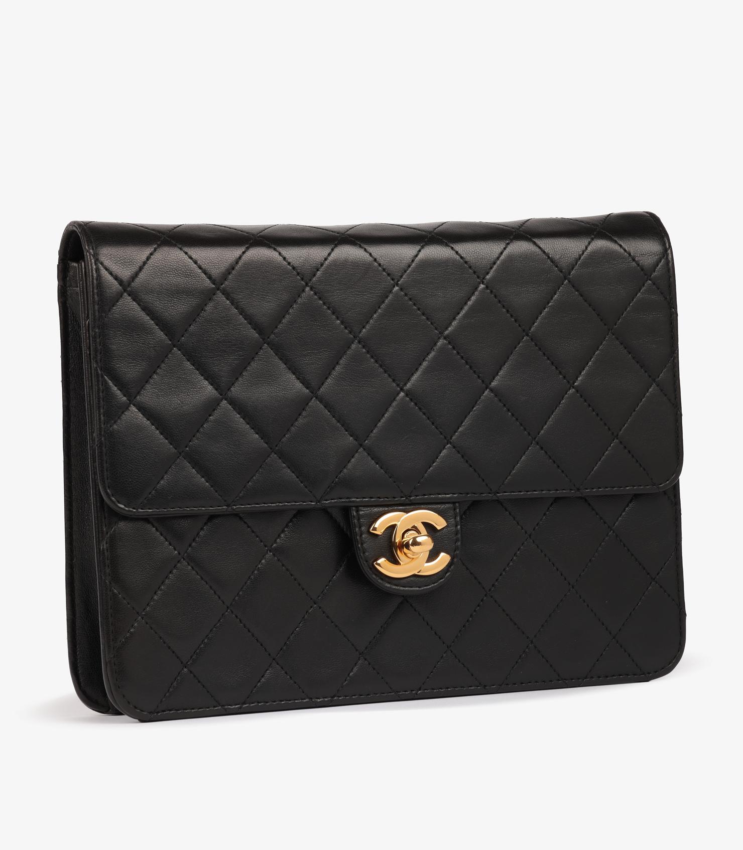 Noir Chanel Black Quilted Lambskin Vintage Small Classic Single Flap Bag en vente