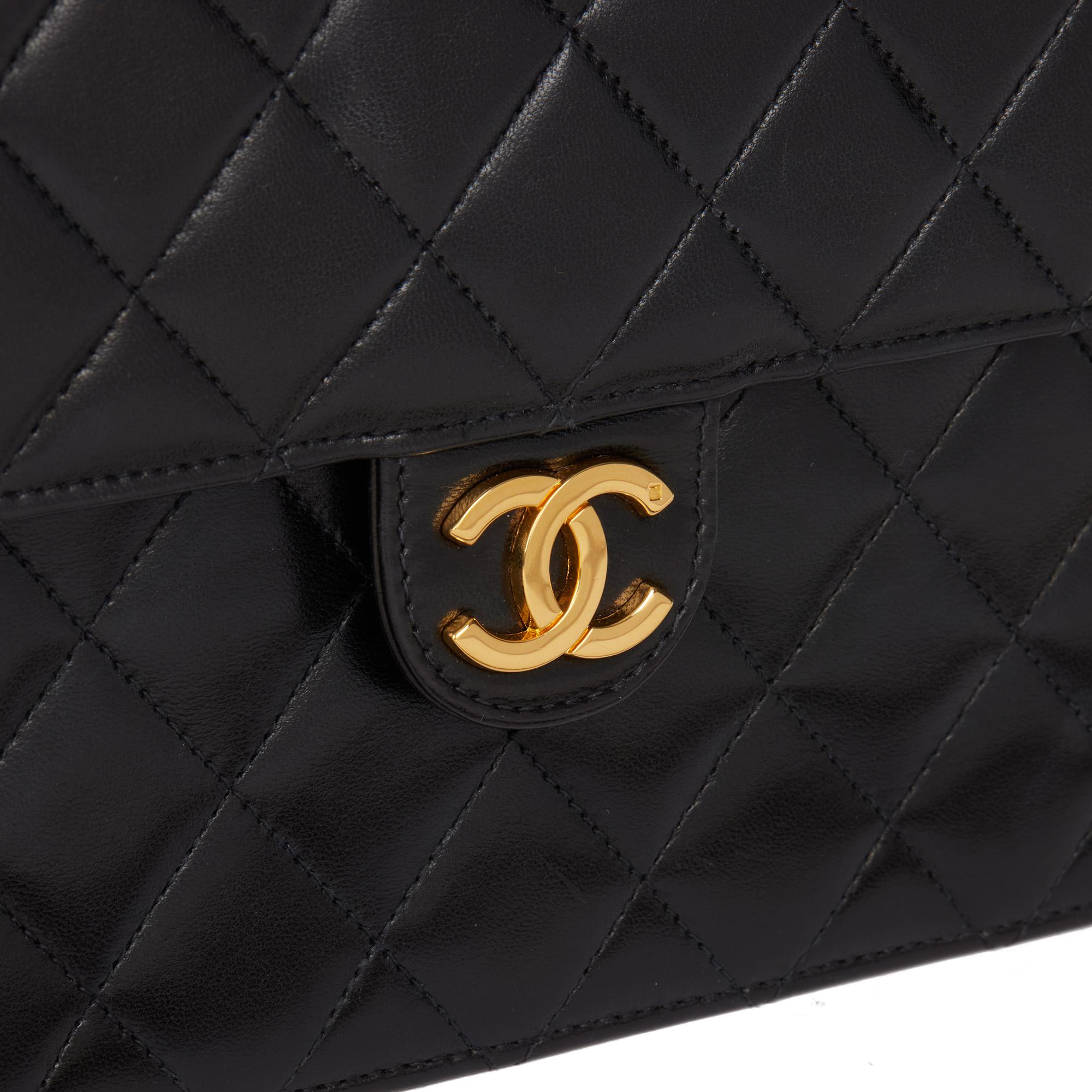 CHANEL Black Quilted Lambskin Vintage Small Classic Single Flap Bag 1