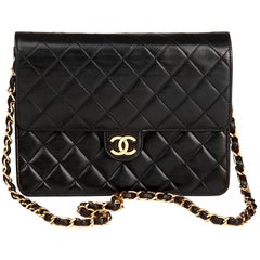 Chanel Black Quilted Lambskin Vintage Small Classic Single Flap Bag