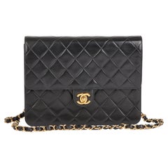 CHANEL Black Quilted Lambskin Vintage Small Classic Single Flap Bag