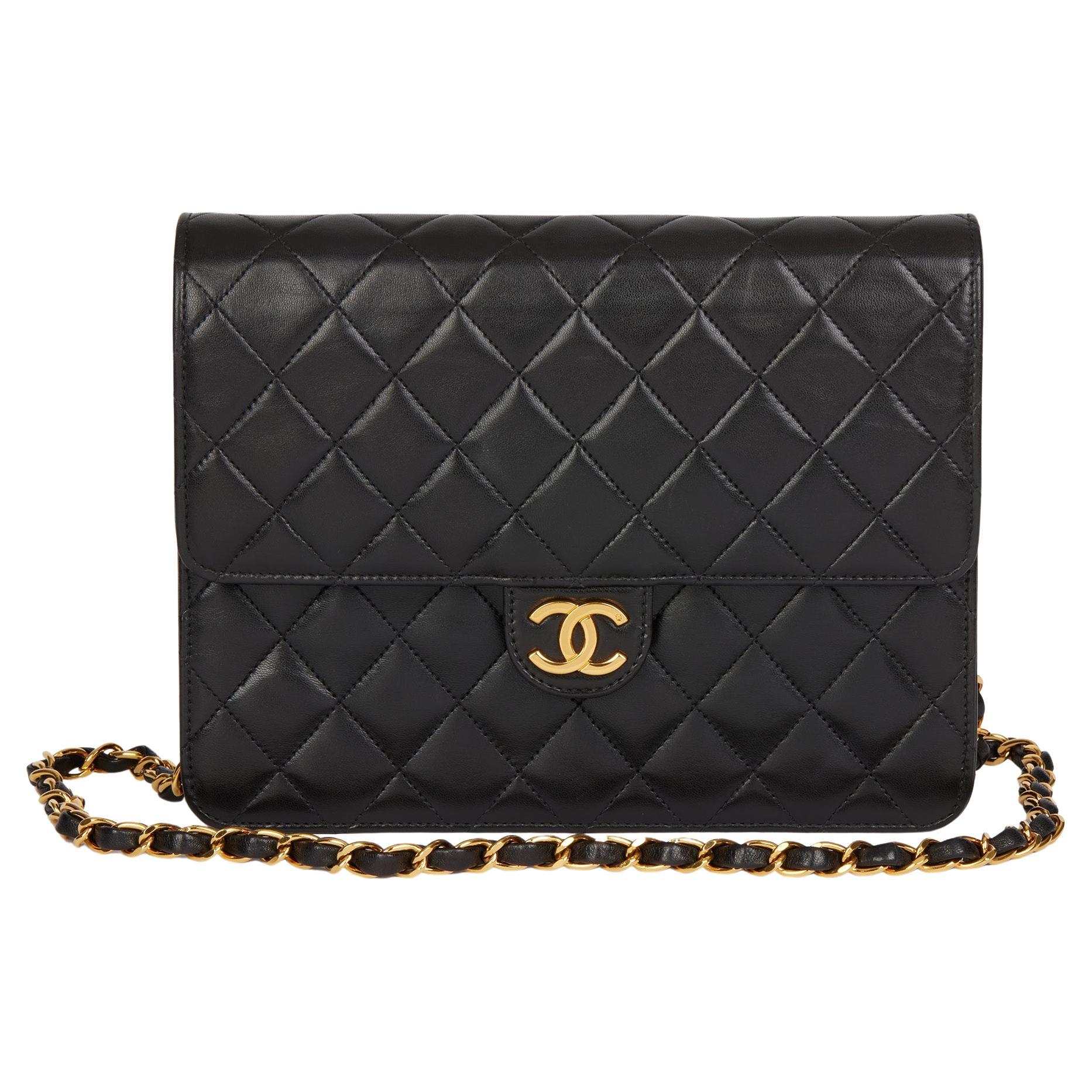 CHANEL Black Quilted Lambskin Vintage Small Classic Single Flap