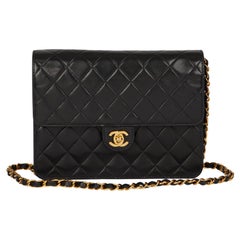 CHANEL Black Quilted Lambskin Vintage Small Classic Single Flap Bag