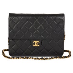 CHANEL Black Quilted Lambskin Vintage Small Classic Single Flap Bag