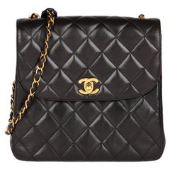 CHANEL Black Quilted Lambskin Vintage Small Classic Single Flap Bag