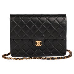 CHANEL Black Quilted Lambskin Vintage Small Classic Single Flap Bag
