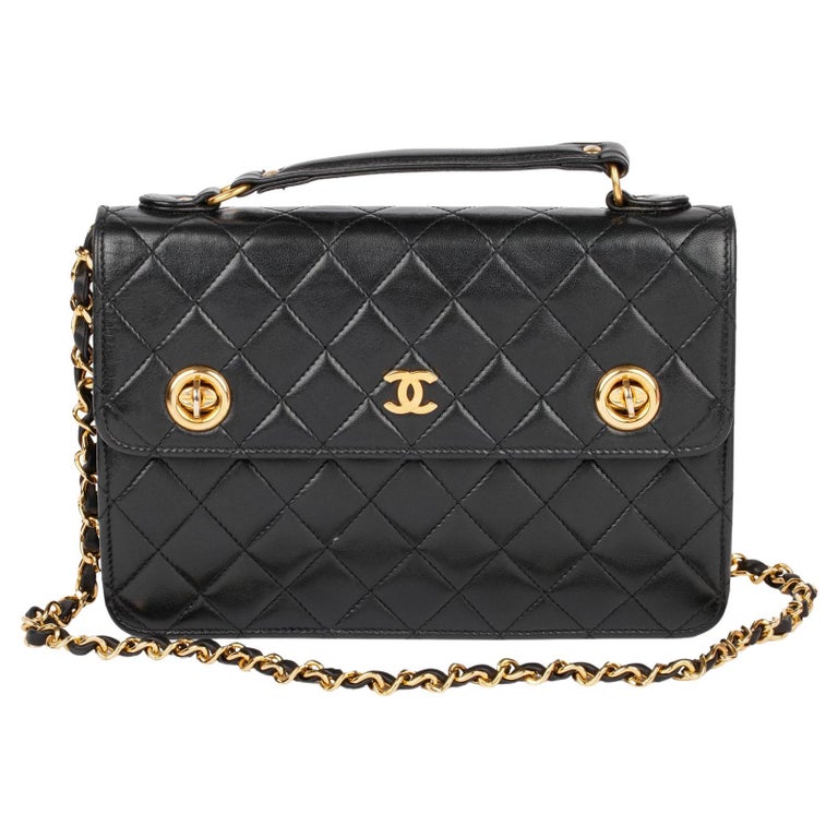 Chanel Black Quilted Lambskin Vintage Small Classic Single Flap Bag For  Sale at 1stDibs