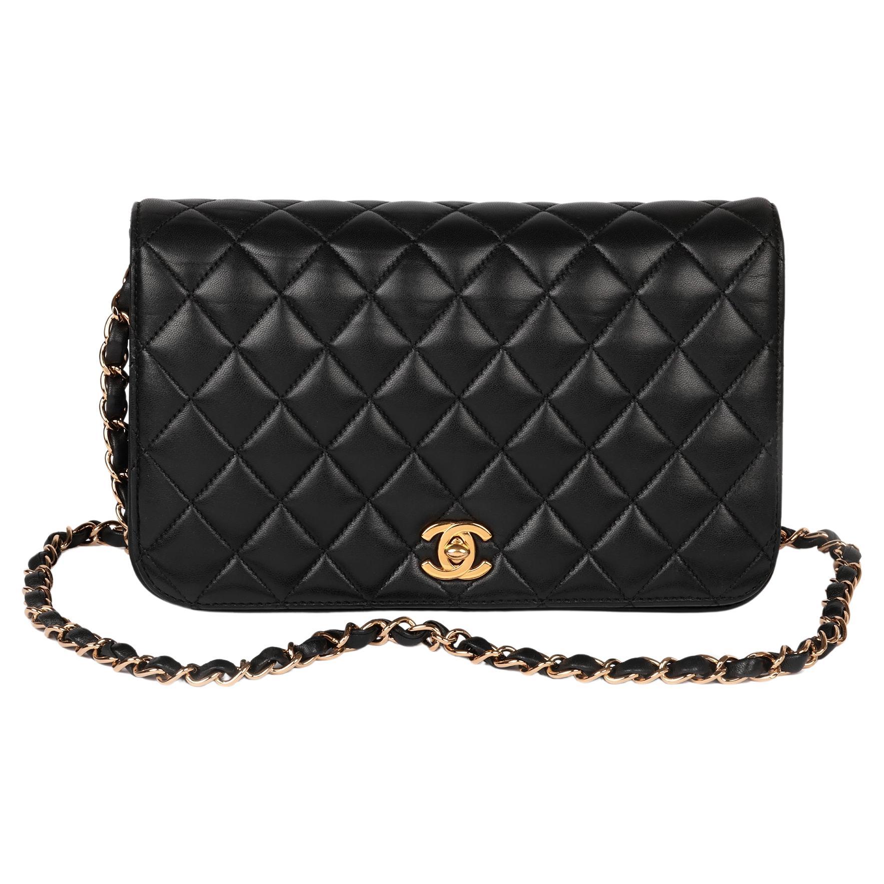 Borsa Chanel nera trapuntata in pelle d agnello vintage piccola classica con patta singola in vendita su 1stDibs borsa chanel piccola