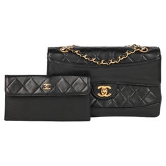 CHANEL Black Quilted Lambskin Vintage Small Classic Single Flap Bag with Wallet