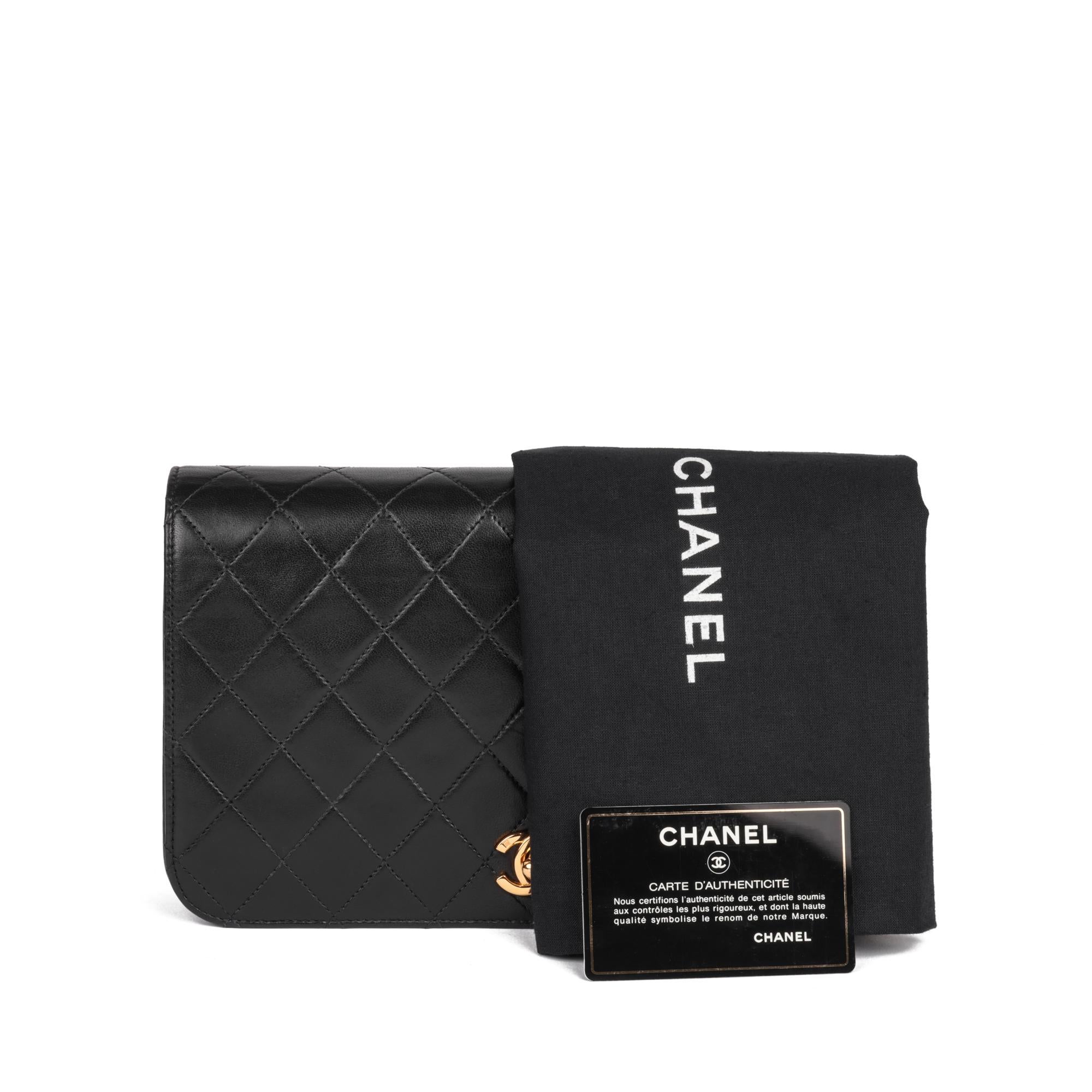 CHANEL Black Quilted Lambskin Vintage Small Classic Single Full Flap Bag 8