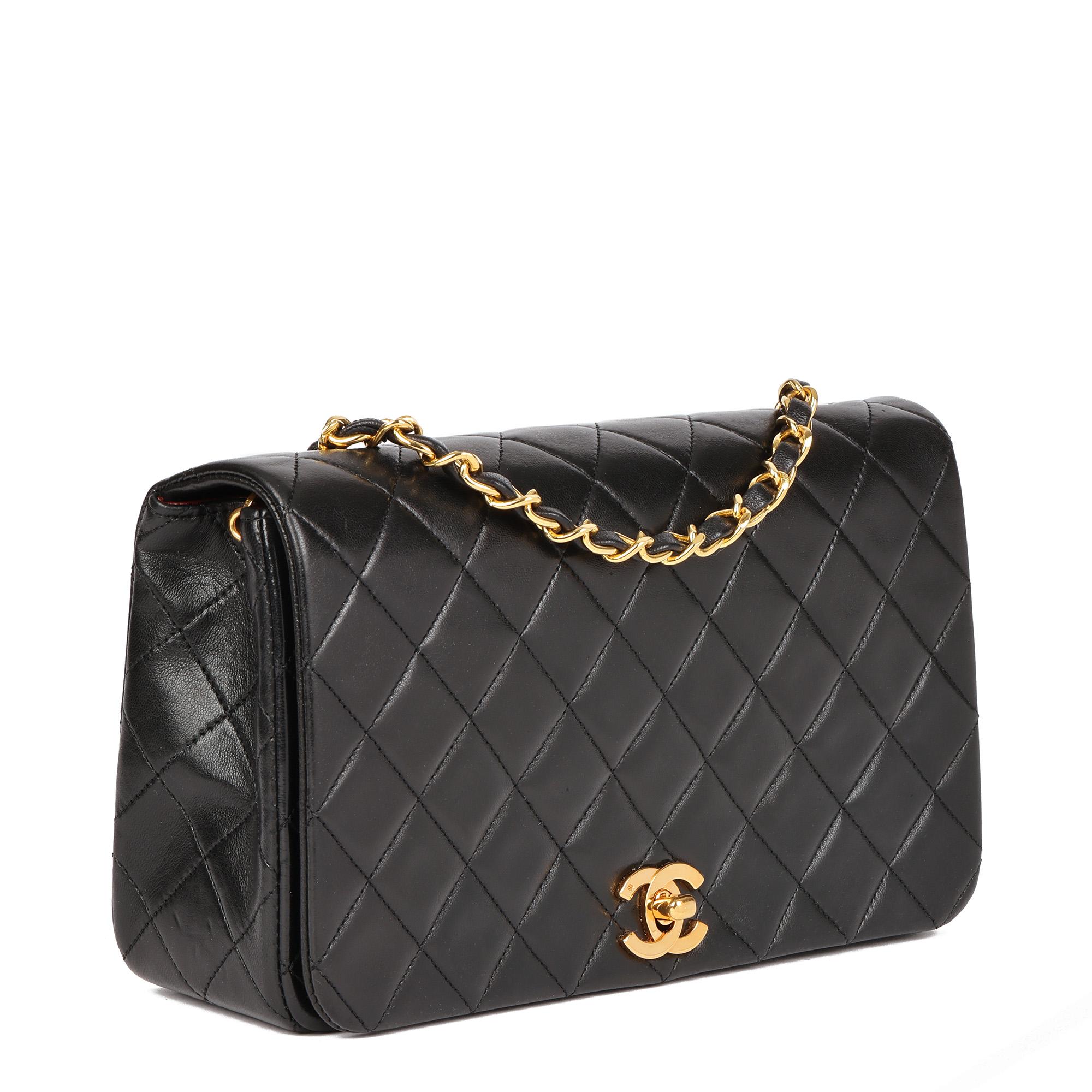 CHANEL
Black Quilted Lambskin Vintage Small Classic Single Full Flap Bag

Xupes Reference: HB4587
Serial Number: 1221227
Age (Circa): 1990
Accompanied By: Chanel Dust Bag, Authenticity Card
Authenticity Details: Authenticity Card, Serial Sticker