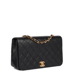 CHANEL Black Quilted Lambskin Vintage Small Classic Single Full Flap Bag