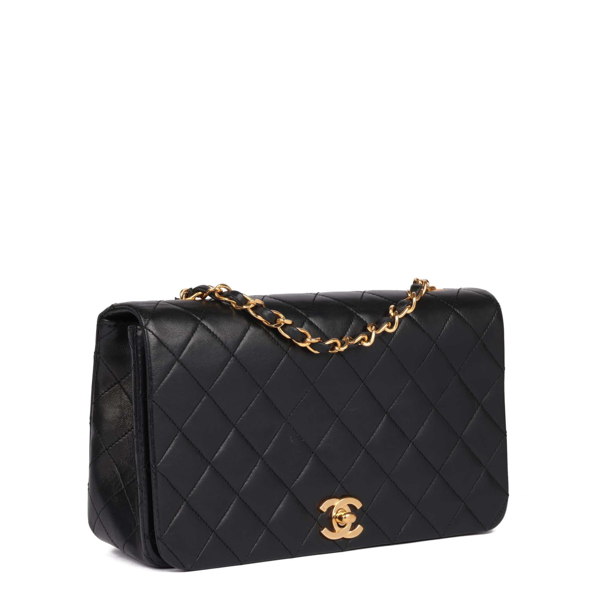 CHANEL
Black Quilted Lambskin Vintage Small Classic Single Full Flap Bag

Xupes Reference: HB5225
Serial Number: 1397568
Age (Circa): 1990
Accompanied By: Chanel Dust Bag, Authenticity Card
Authenticity Details: Authenticity Card, Serial Sticker