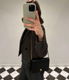 Chanel Black Quilted Lambskin Vintage Small Classic Single Full Flap Bag