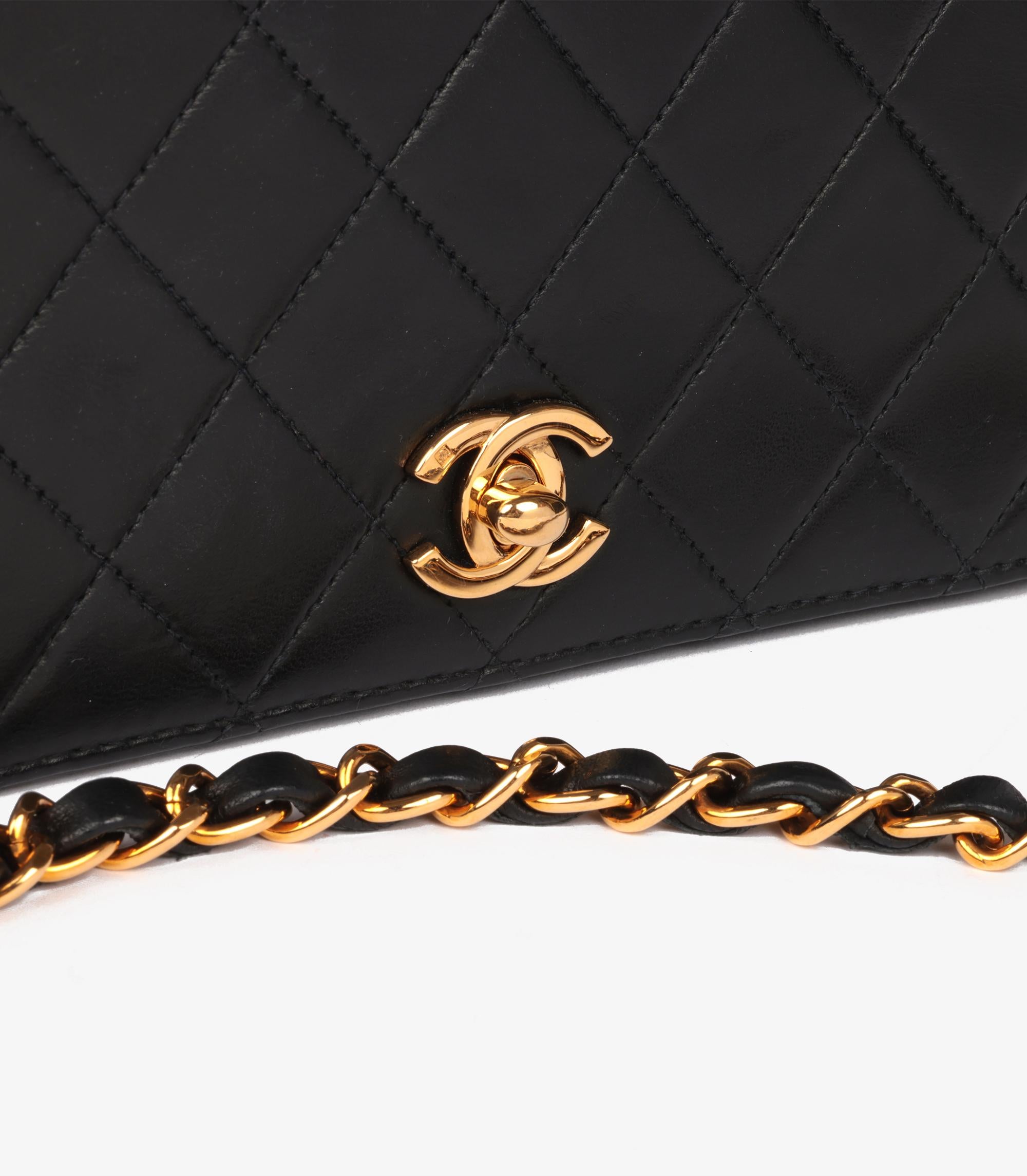 Chanel Black Quilted Lambskin Vintage Small Classic Single Full Flap Bag In Excellent Condition In Bishop's Stortford, Hertfordshire