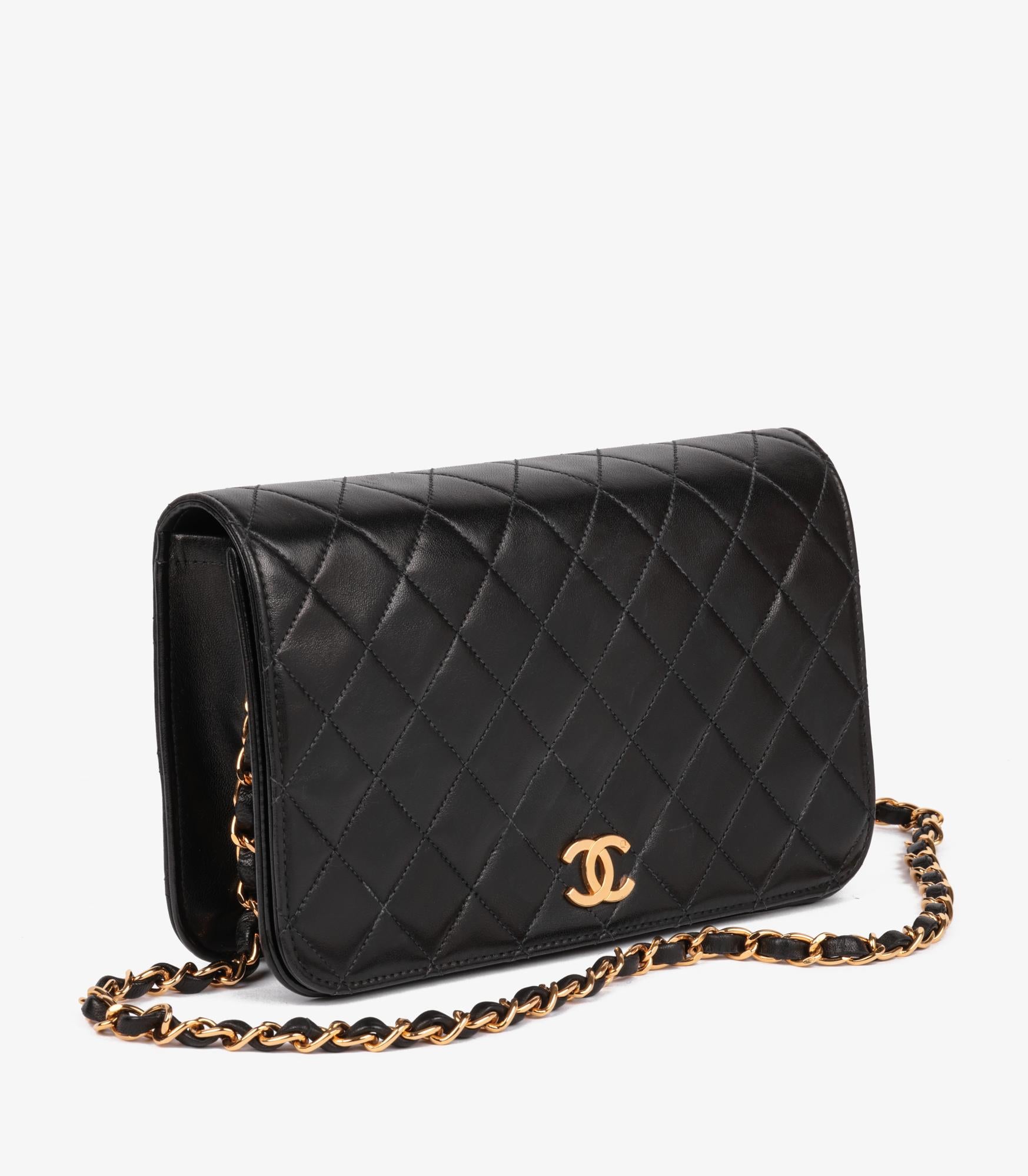 Women's Chanel Black Quilted Lambskin Vintage Small Classic Single Full Flap Bag