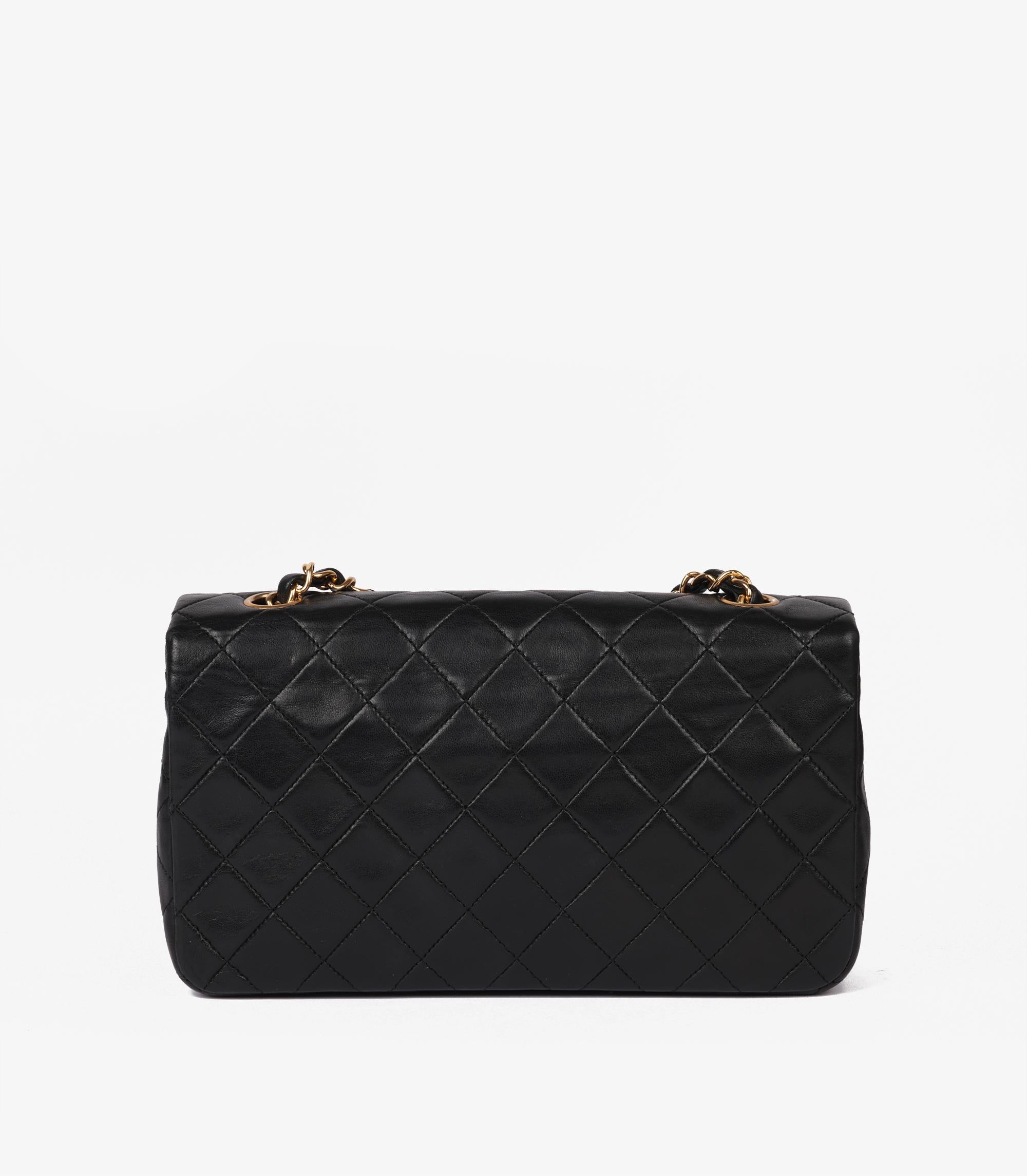 Women's or Men's Chanel Black Quilted Lambskin Vintage Small Classic Single Full Flap Bag