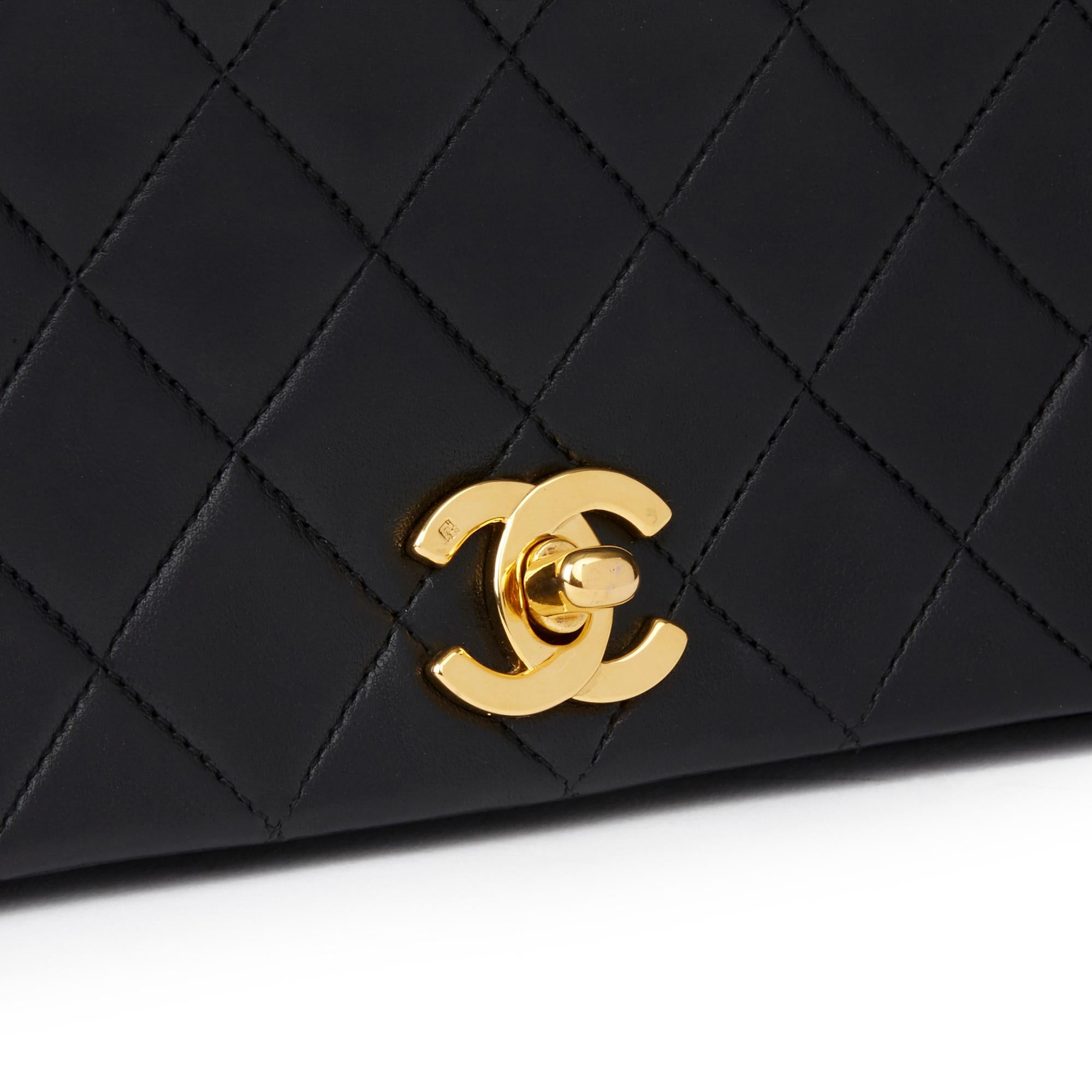 Chanel Black Quilted Lambskin Vintage Small Classic Single Full Flap Bag 1