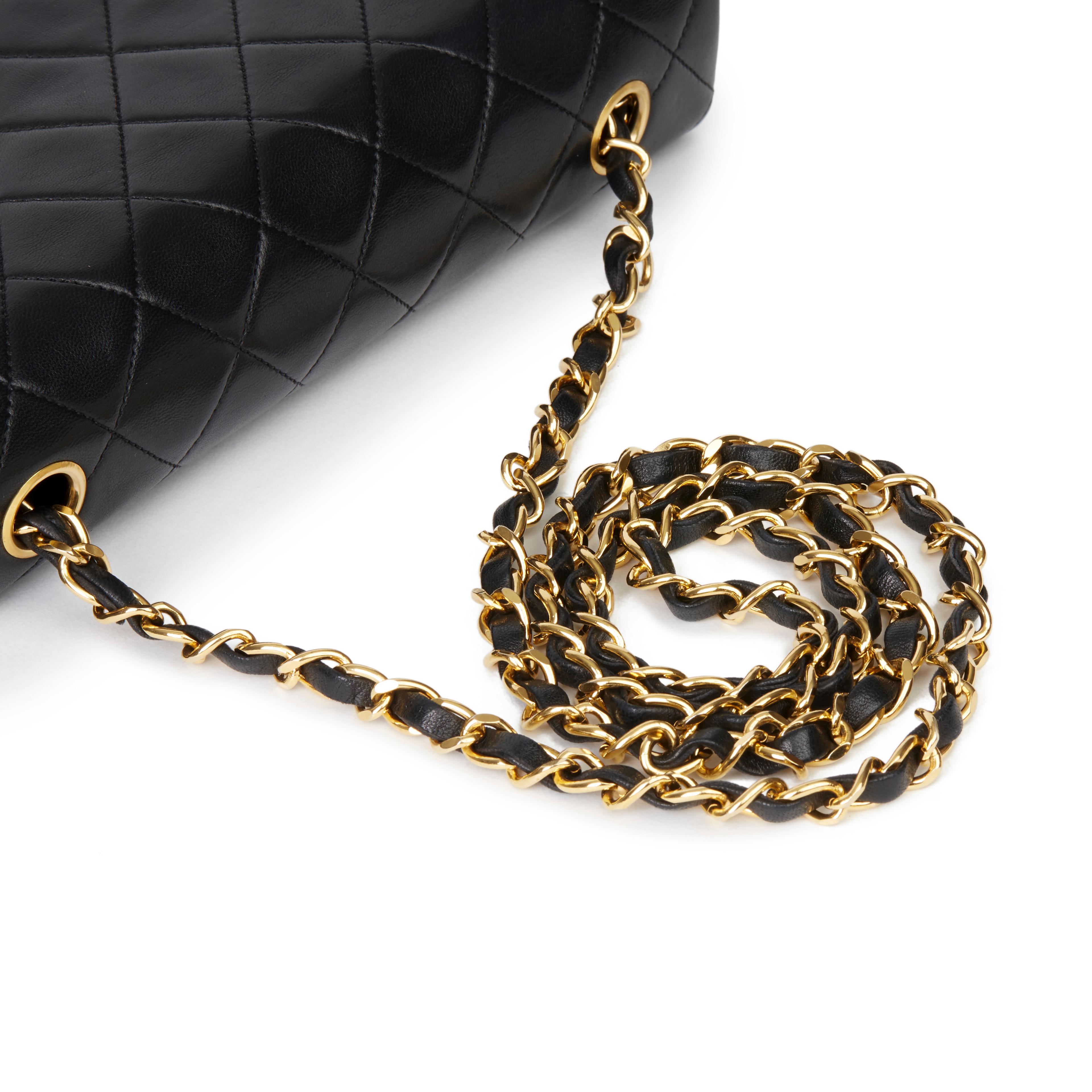 Chanel Black Quilted Lambskin Vintage Small Classic Single Full Flap Bag 2