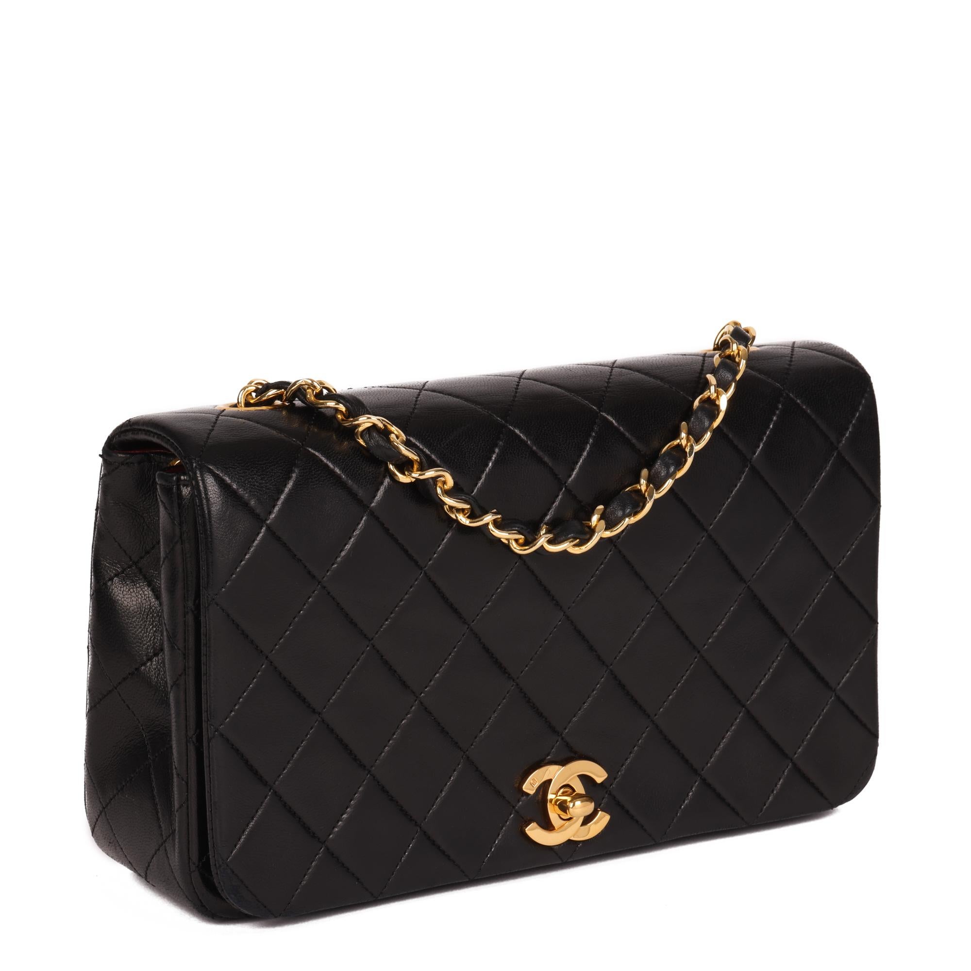 Chanel Black Quilted Lambskin Vintage Small Classic Single Full Flap Bag 5