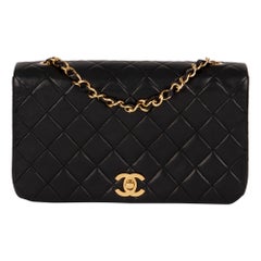 Chanel Black Quilted Lambskin Vintage Small Classic Single Full Flap Bag