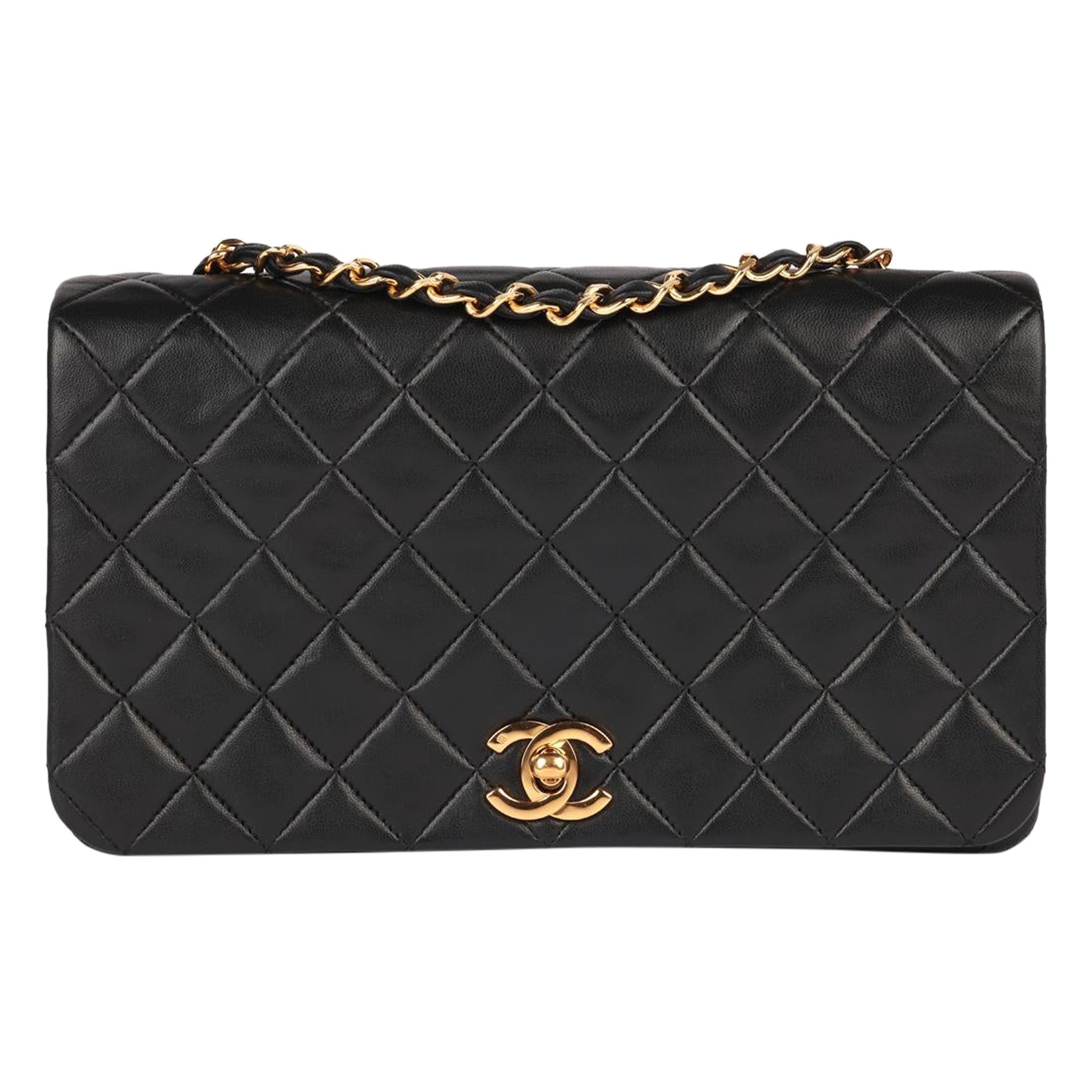 Chanel Black Quilted Lambskin Vintage Small Classic Single Full Flap Bag