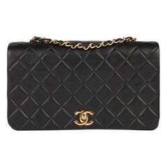 Chanel Black Quilted Lambskin Vintage Small Classic Single Full Flap Bag