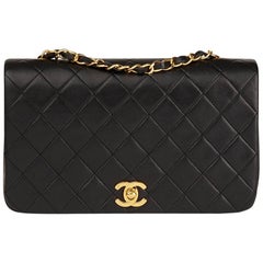 Chanel Black Quilted Lambskin Vintage Small Classic Single Full Flap Bag