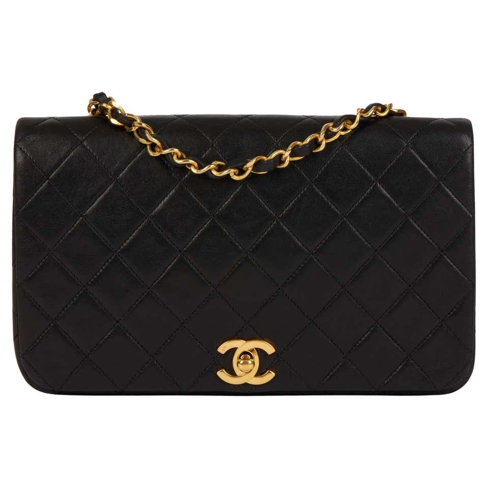 1996 Chanel Black Quilted Patent Leather Vintage Small Timeless Lunch ...