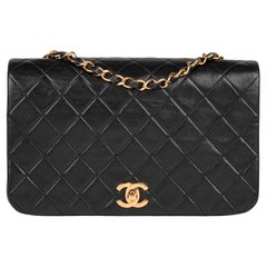 CHANEL Black Quilted Lambskin Vintage Small Classic Single Full Flap Bag at  1stDibs