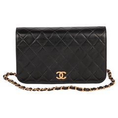 Chanel Black Quilted Lambskin Vintage Small Classic Single Full Flap Bag