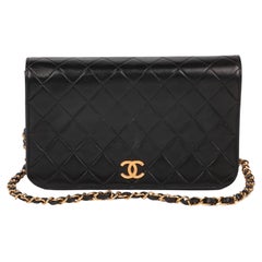 Chanel Black Quilted Lambskin Vintage Small Classic Single Full Flap Bag