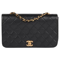 CHANEL Black Quilted Lambskin Retro Small Classic Single Full Flap Bag