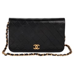 Chanel Black Quilted Lambskin Vintage Small Classic Single Full Flap Bag