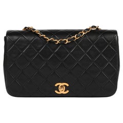 Chanel Black Quilted Lambskin Used Small Classic Single Full Flap Bag