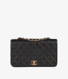 Chanel Black Quilted Lambskin Vintage Small Classic Single Full Flap Bag