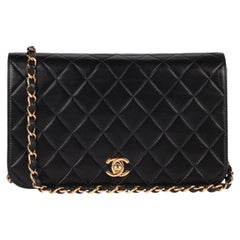 Chanel Black Quilted Lambskin Vintage Small Classic Single Full Flap Bag